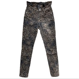 Animal Print High Rise Paperbag Denim Jeans